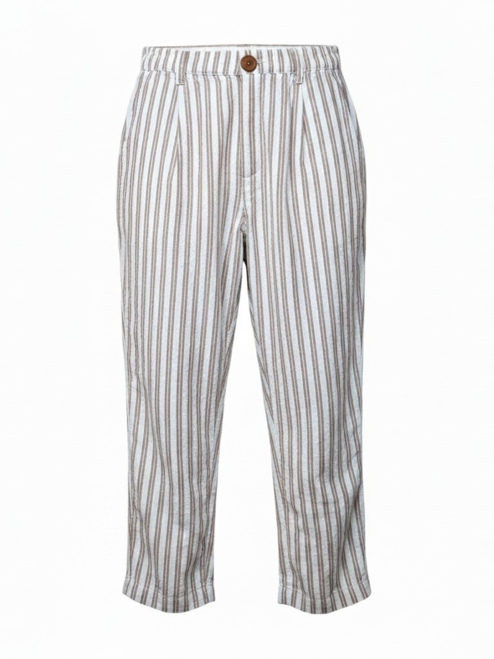 MADEWELL | Linen Blend High Rise Vertical Zipper Striped Cropped Pants | S